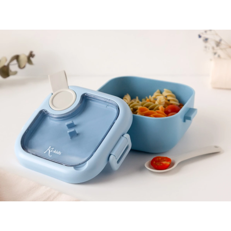 Kiokids Caja almuerzo azul con cuchara 750 ml