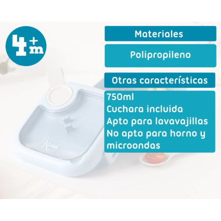 Kiokids Caja almuerzo azul con cuchara 750 ml