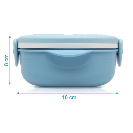 Kiokids Caja almuerzo en acero inoxidable azul con cubiertos