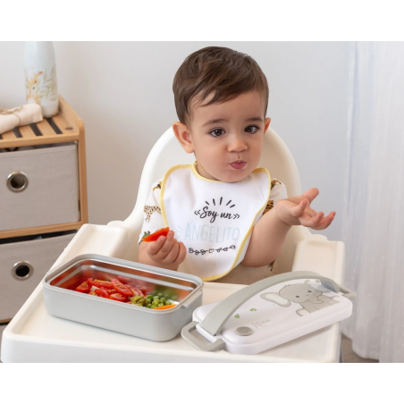 Kiokids Caja almuerzo acero inoxidable elefante 550 ml