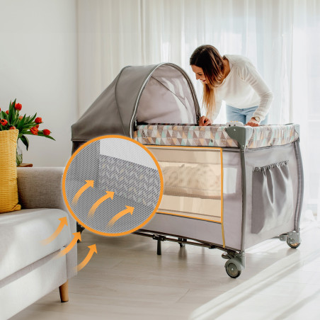Lionelo Cuna de Viaje 2en1 Sven Plus | Grey Scandi