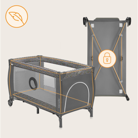 Lionelo Cuna de Viaje 2en1 Sven Plus | Grey Scandi