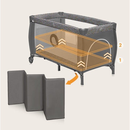 Lionelo Cuna de Viaje 2en1 Sven Plus | Grey Scandi