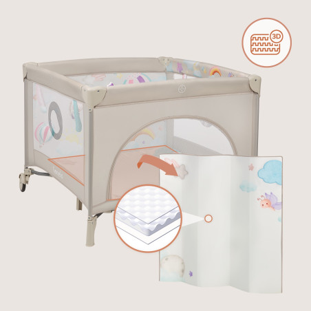 Lionelo Parque multifuncional Mille Plus Grey Beige