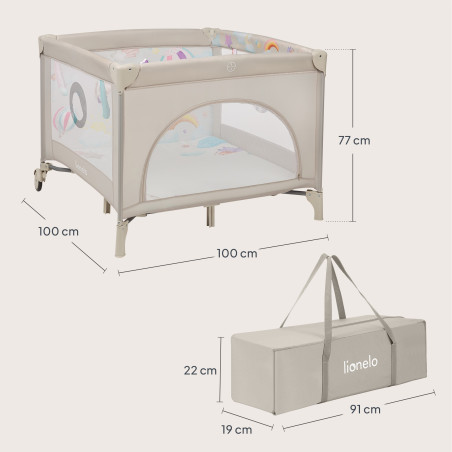 Lionelo Parque multifuncional Mille Plus Grey Beige