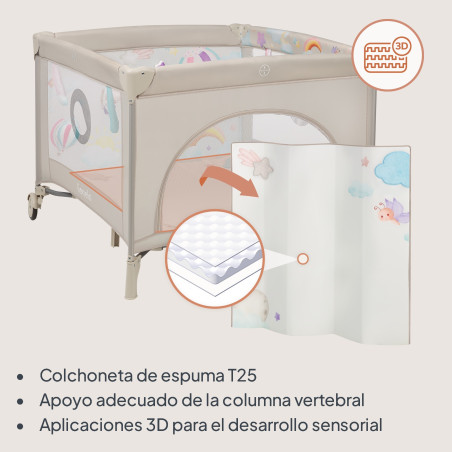 Lionelo Parque multifuncional Mille Plus Grey Beige