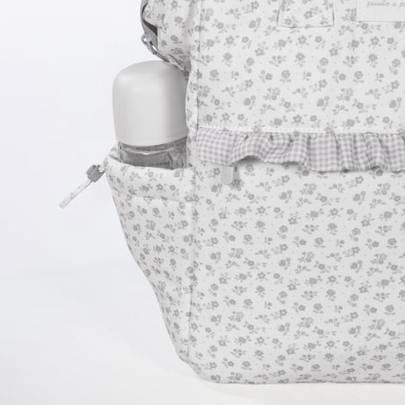 Pasito a pasito Mochila Little Bloom Flor Gris