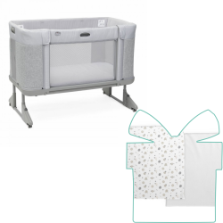 Chicco Cuna Next2Me Forever + SÁBANAS | Ash Grey Cross Collection