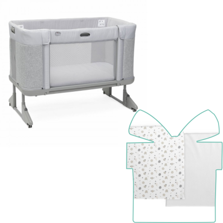 Chicco Cuna Next2Me Forever + SÁBANAS | Ash Grey Cross Collection