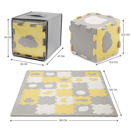 Kinderkraft Alfombra puzzle 3D LUNO SHAPES amarillo