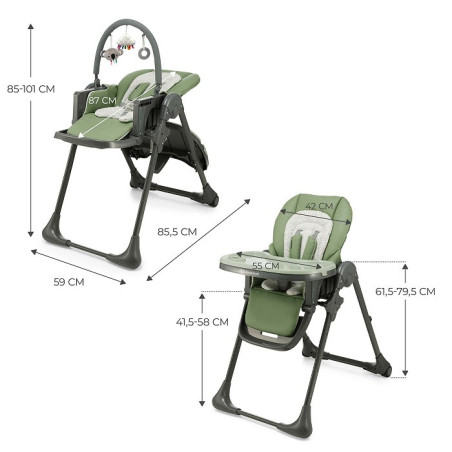 Kinderkraft Trona y hamaca 2 en 1 Tummie Green