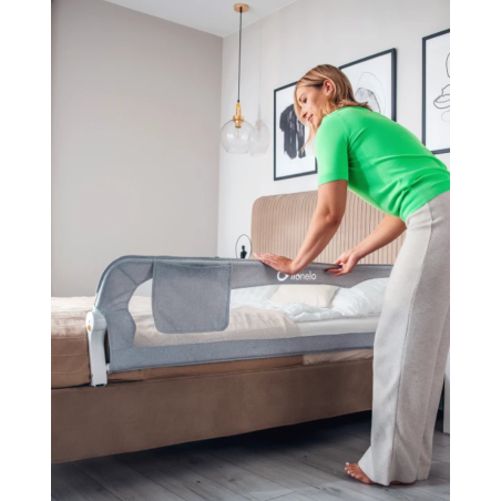 Lionelo Barrera de Cama Eva + bolsillo | Grey Melange