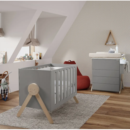 Micuna Cuna camita 140 x 70 Bed Swing Gris - madera