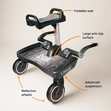Lascal Patinete Buggy Board Maxi+ con asiento | Gris