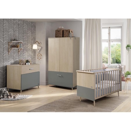 Micuna Cuna de madera 120×60 Gris-Nature